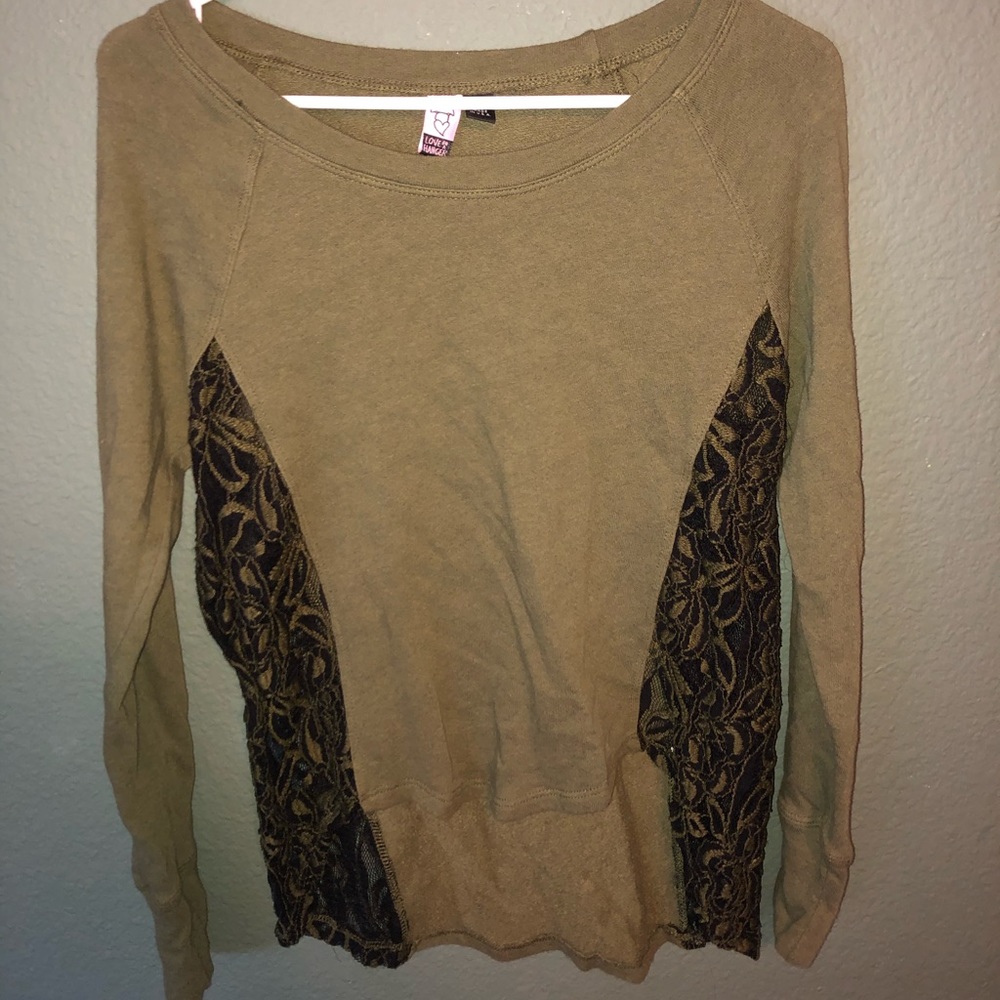 Green blouse, sheer sides